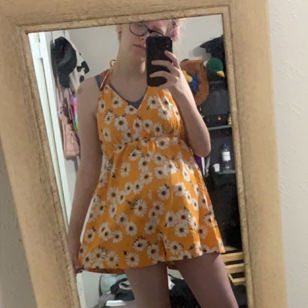 Maternity yellow sunflower romper